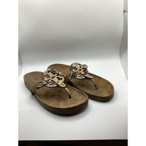 Women's Tory Burch Miller Cloud Sandal Snake Embossed Cork Leather Brown Size 8